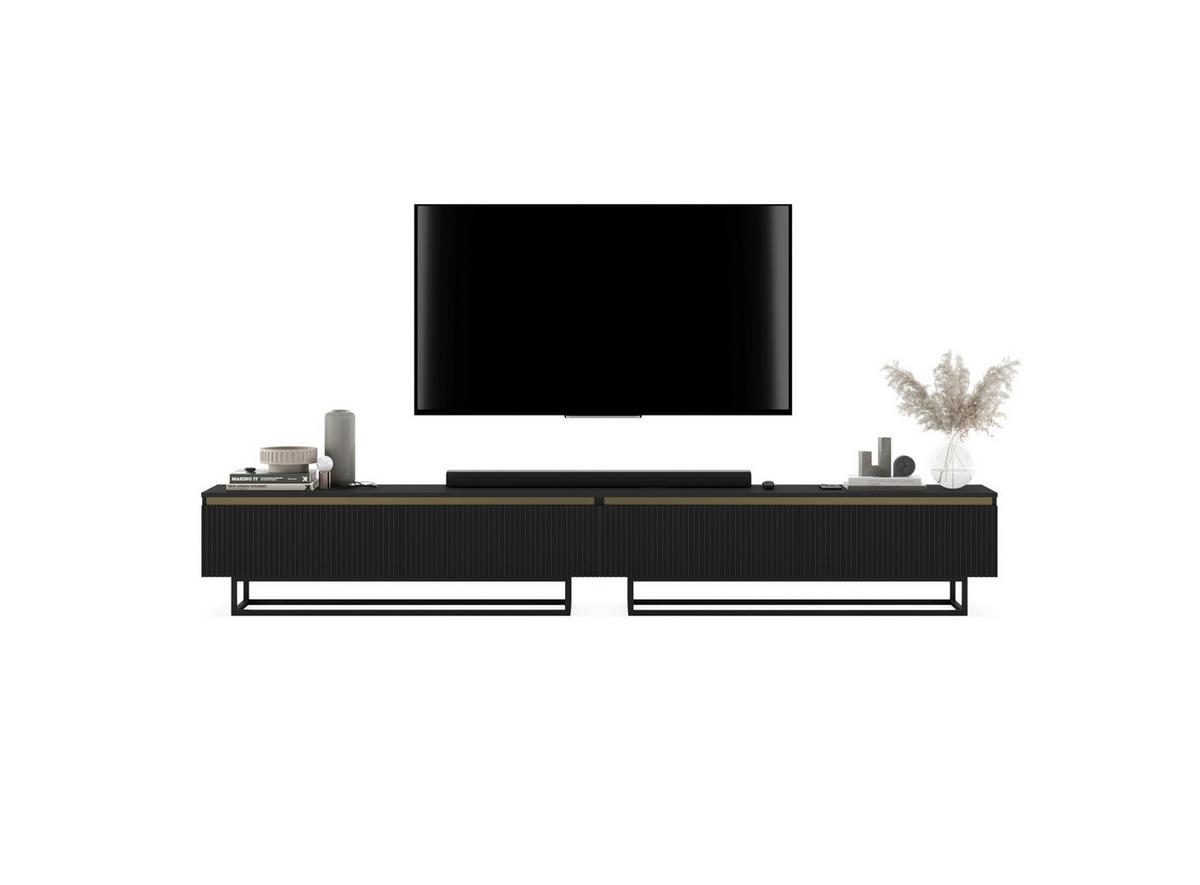 TV-LOWBOARD 2-er Set Selene Schwarz Matt mit Metallrahmen 140 cm - Schwarz, Holzwerkstoff/Metall (280/44/35cm) - Meble Lindner