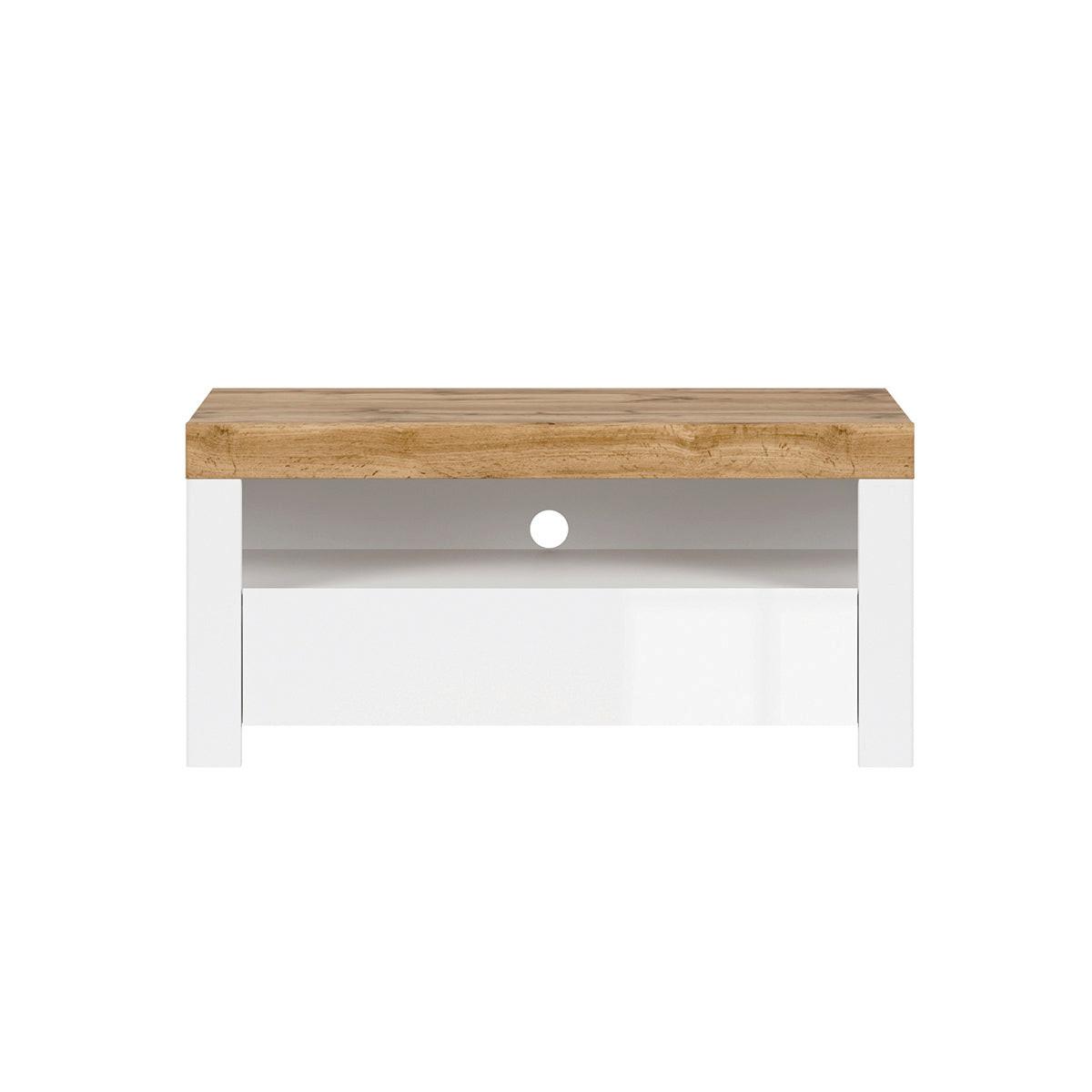TV-MÖBEL Hella Weiß und Holz - Weiß, Holzwerkstoff (106/50/42cm) - Petits-meubles