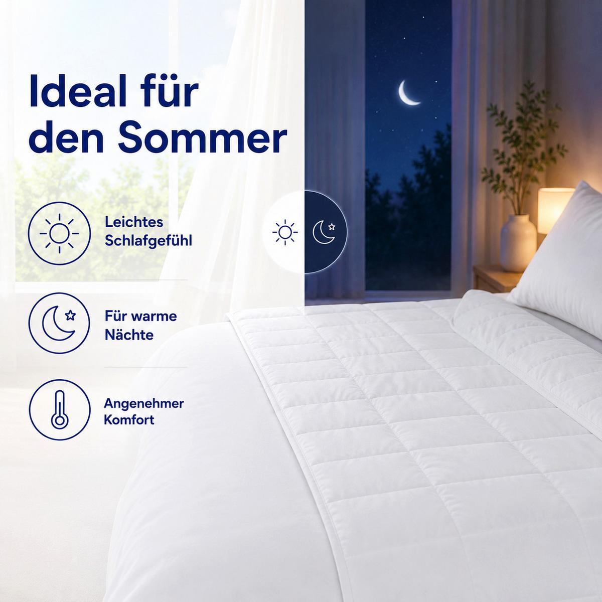 SOMMERBETTDECKE 140x200 cm – leichte Bettdecke mit kühlender Füllung & atmungsaktivem Mikrofaserbezug - Weiß, Textil (140/200cm) - Mister Sandman