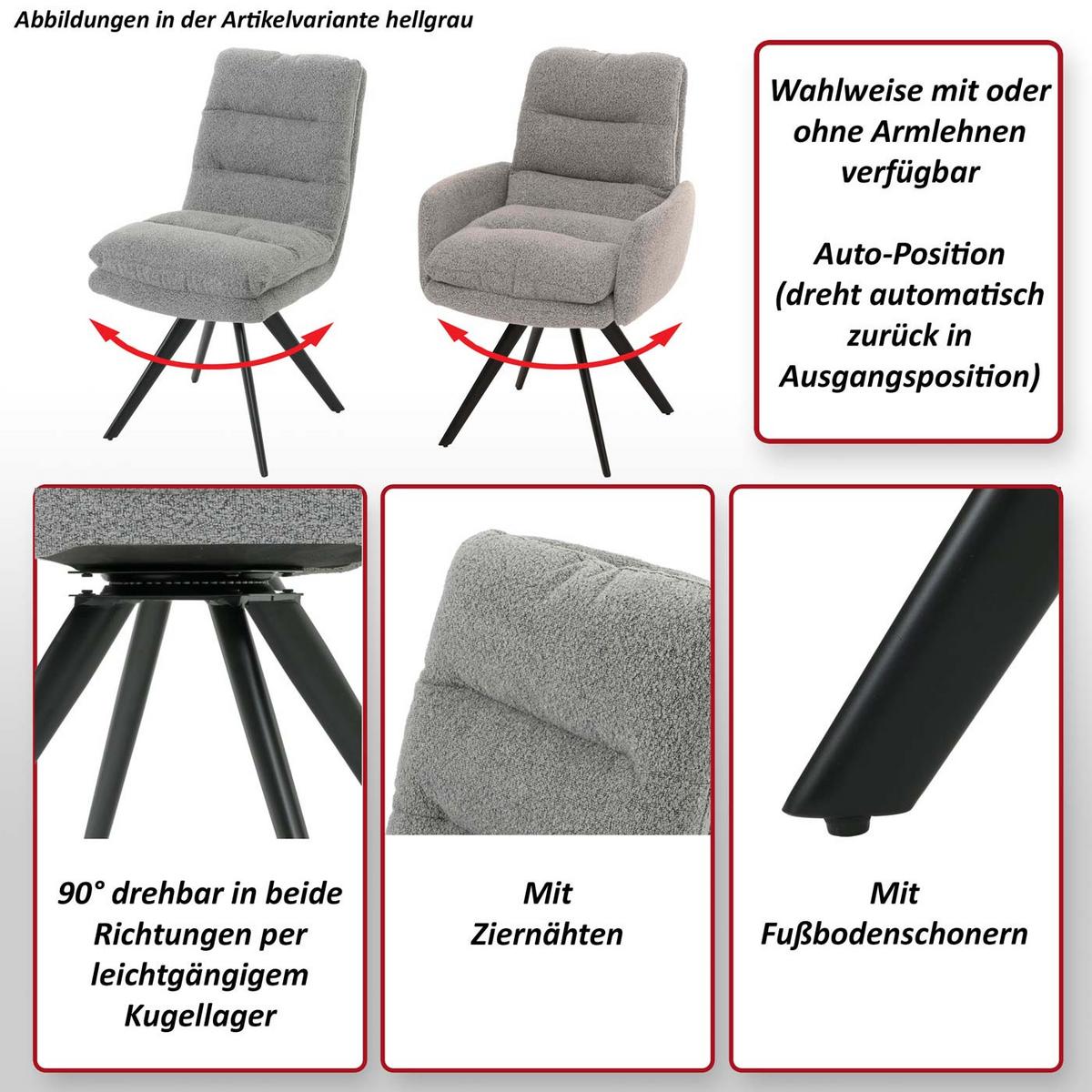 ESSZIMMERSTUHL Grau 6er-Set - Hellgrau/Grau, Textil (48/92/68cm) - MCW