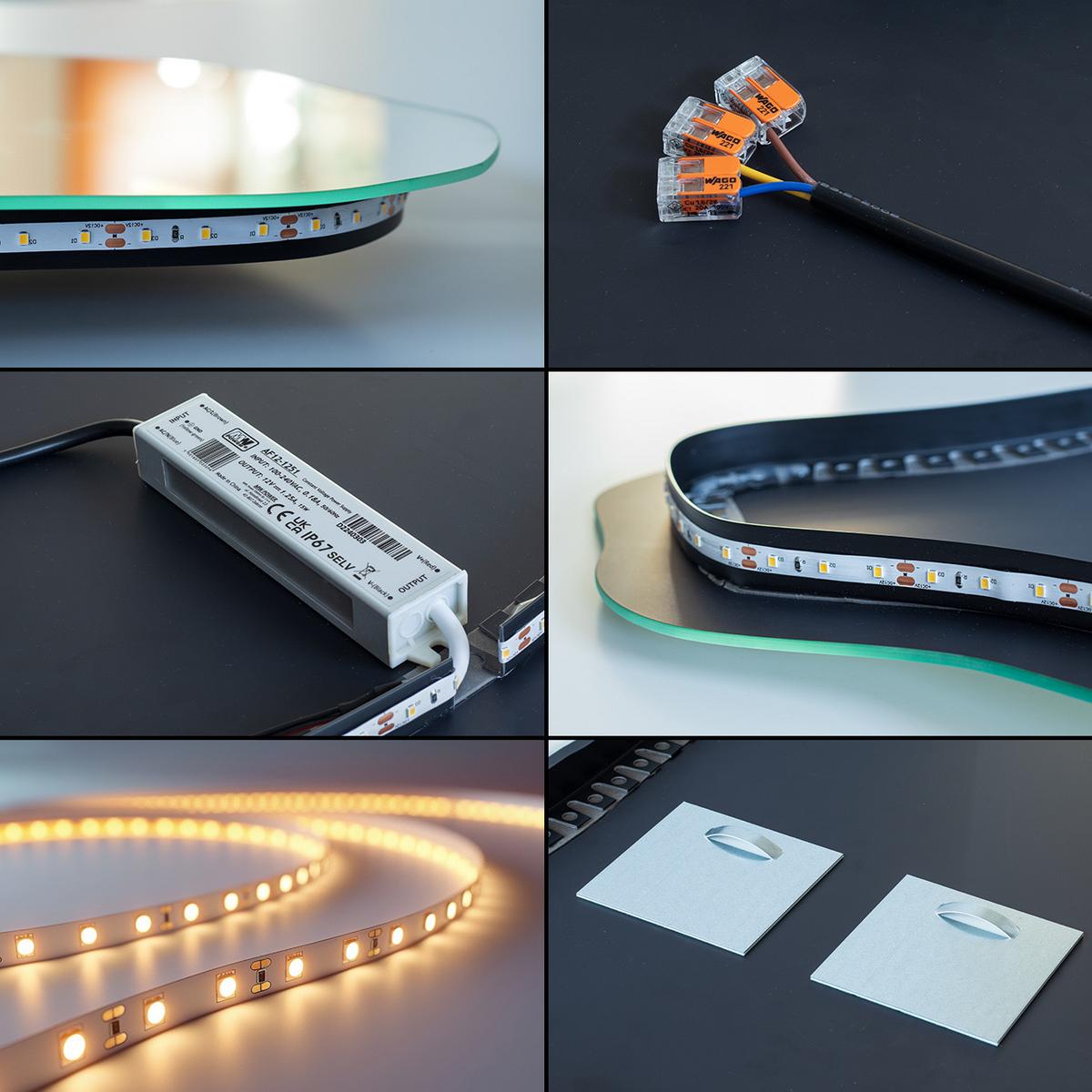 LED SPIEGEL 57x80 cm asymmetrisch 3000K - Gelb, Glas (57/80/0.4cm) - TULUP