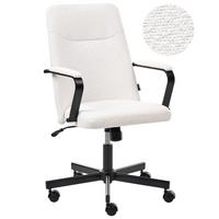 BÜROSTUHL Bouclé Weiß Caroga - Weiß, Textil (62/90/62cm) - Beliani