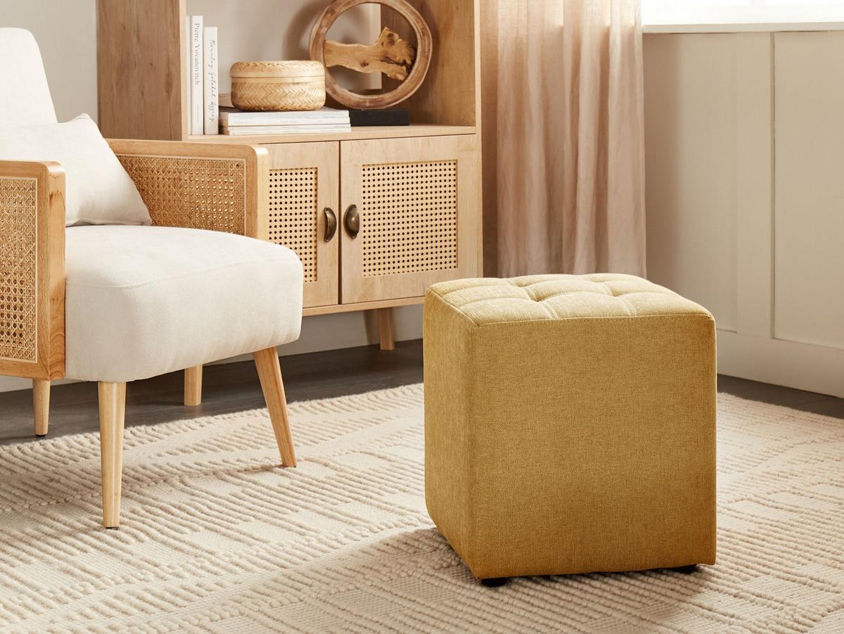POUF Stoff Gelb Kansas - Gelb, Textil (38/39/38cm) - Beliani