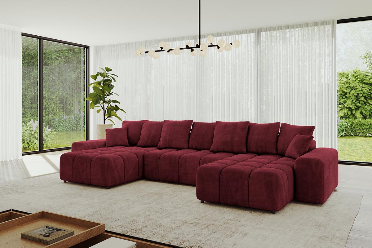 WOHNLANDSCHAFT ENIL-U 401x189x68 Bordeaux Velours - Bordeaux, Holzwerkstoff/Kunststoff (401/68/189cm) - ALTDECOR