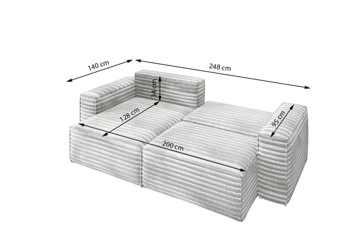ECKSOFA Schlafsofa Madlen - Anthrazit, Holzwerkstoff/Textil (248/140cm) - Fun Möbel