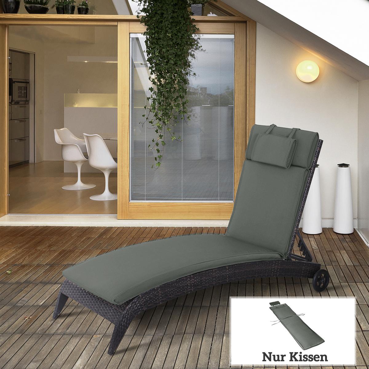 SITZKISSEN, Polyester, Baumwolle, Grau - Grau, Kunststoff (53/5/198cm) - Outsunny