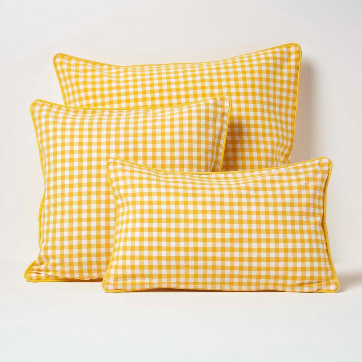 KISSENHÜLLE Vichy-Karo 30/50 cm, 100% Baumwolle - Gelb, Textil (30/50cm) - Homescapes