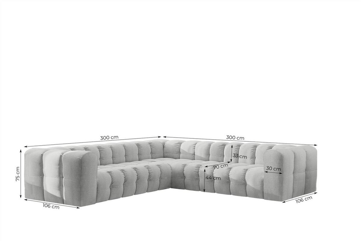 ECKSOFA Solvie In Moly - Grün, Holzwerkstoff/Textil (300/300cm) - Fun Möbel