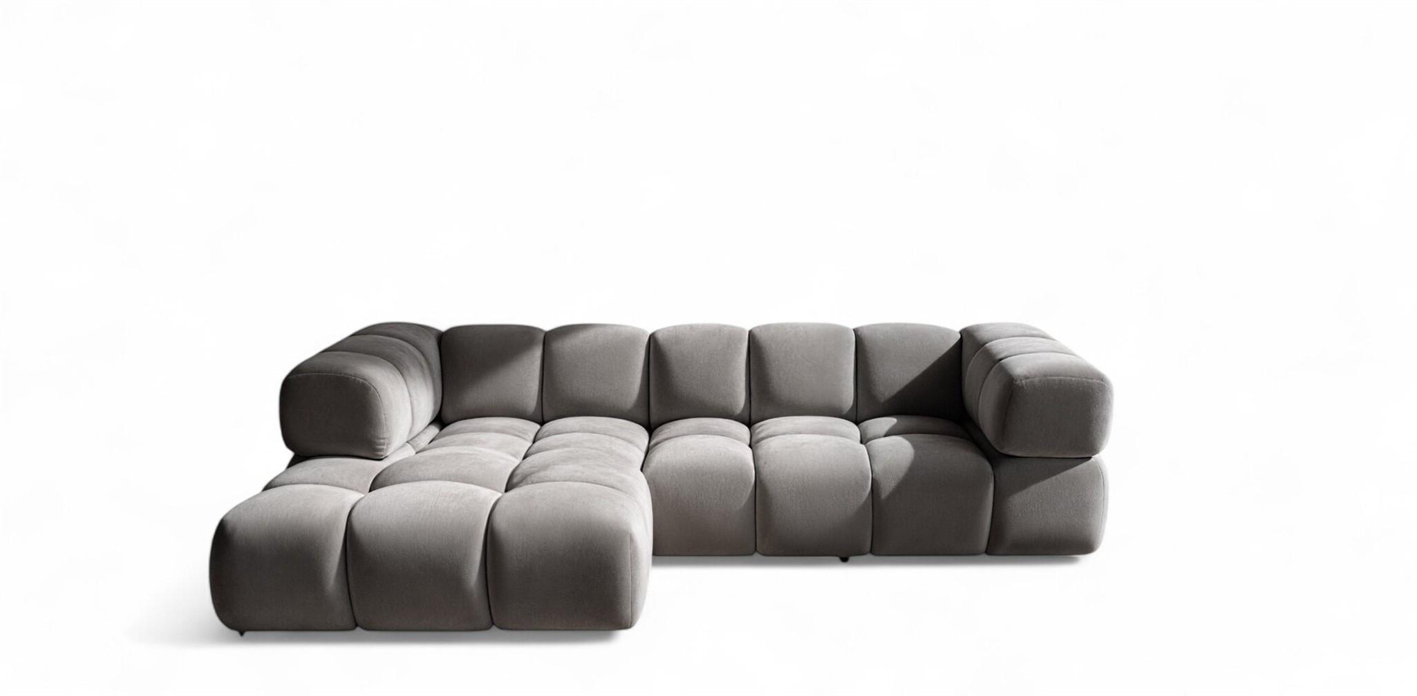 ECKSOFA Blanche In Bluvel - Grau, Holzwerkstoff/Textil (280/150cm) - Fun Möbel