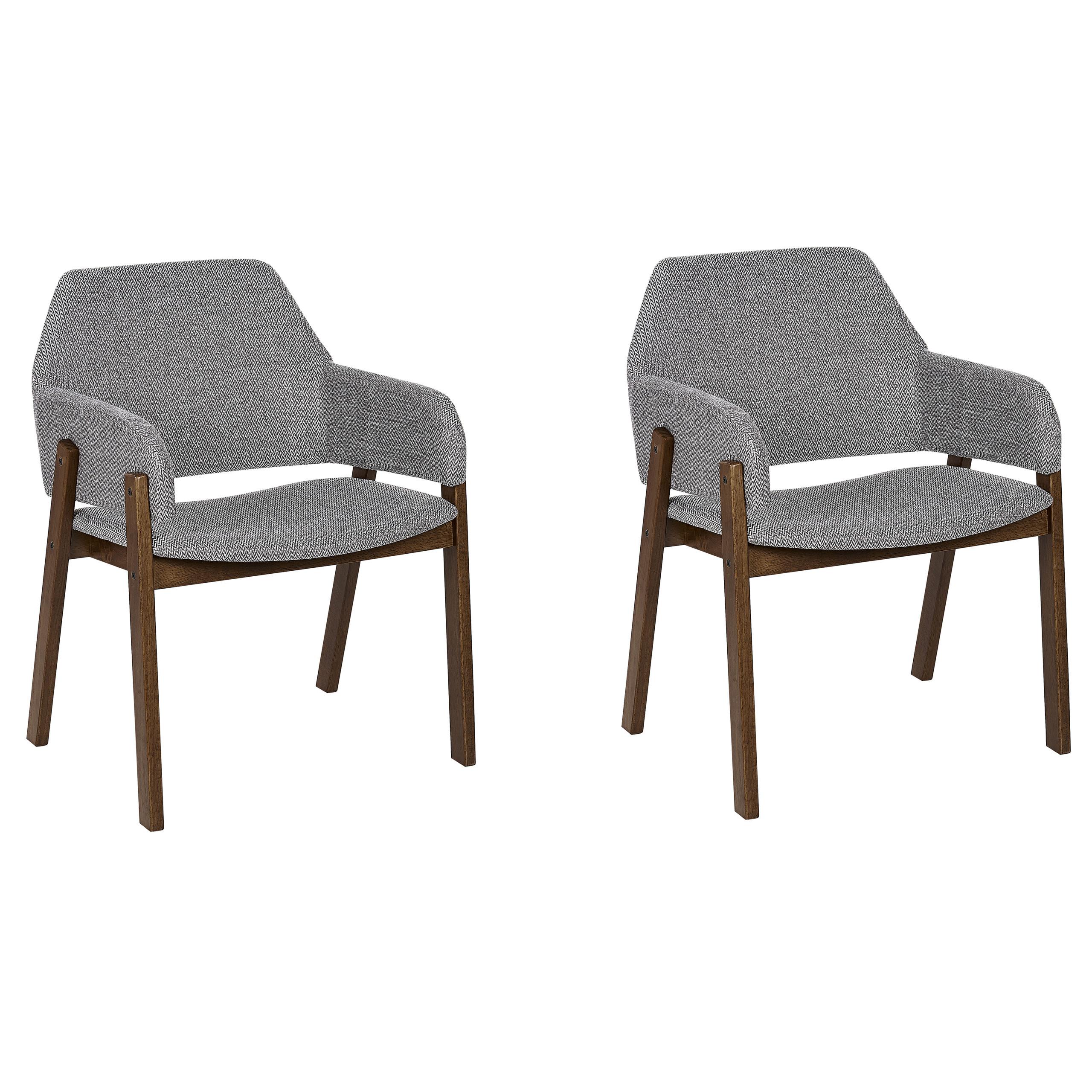 ESSZIMMERSTUHL 2er-Set Polyester Grau Albion - Grau, Holz/Textil (57/80/47cm) - Beliani