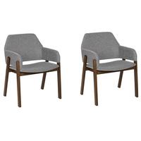 ESSZIMMERSTUHL 2er-Set Polyester Grau Albion - Grau, Holz/Textil (57/80/47cm) - Beliani