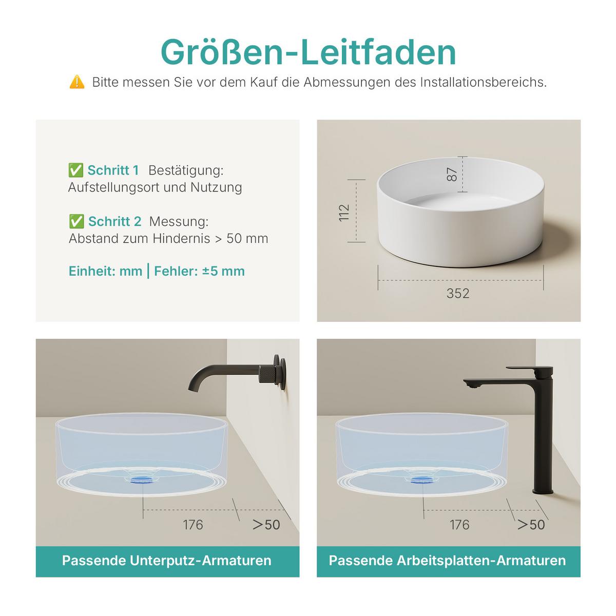 WASCHBECKEN zylindrisch Weiß Ø35,2 / 11,2 cm - Weiß, Keramik (35.2/11.2/35.2cm) - EMKE