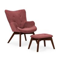 LOUNGESESSEL mit Fußhocker Lenari Terrakotta Cordstoff mit Füßen in Braun - Terracotta/Braun, Holz/Textil (71/96/86cm) - S-Style Möbel