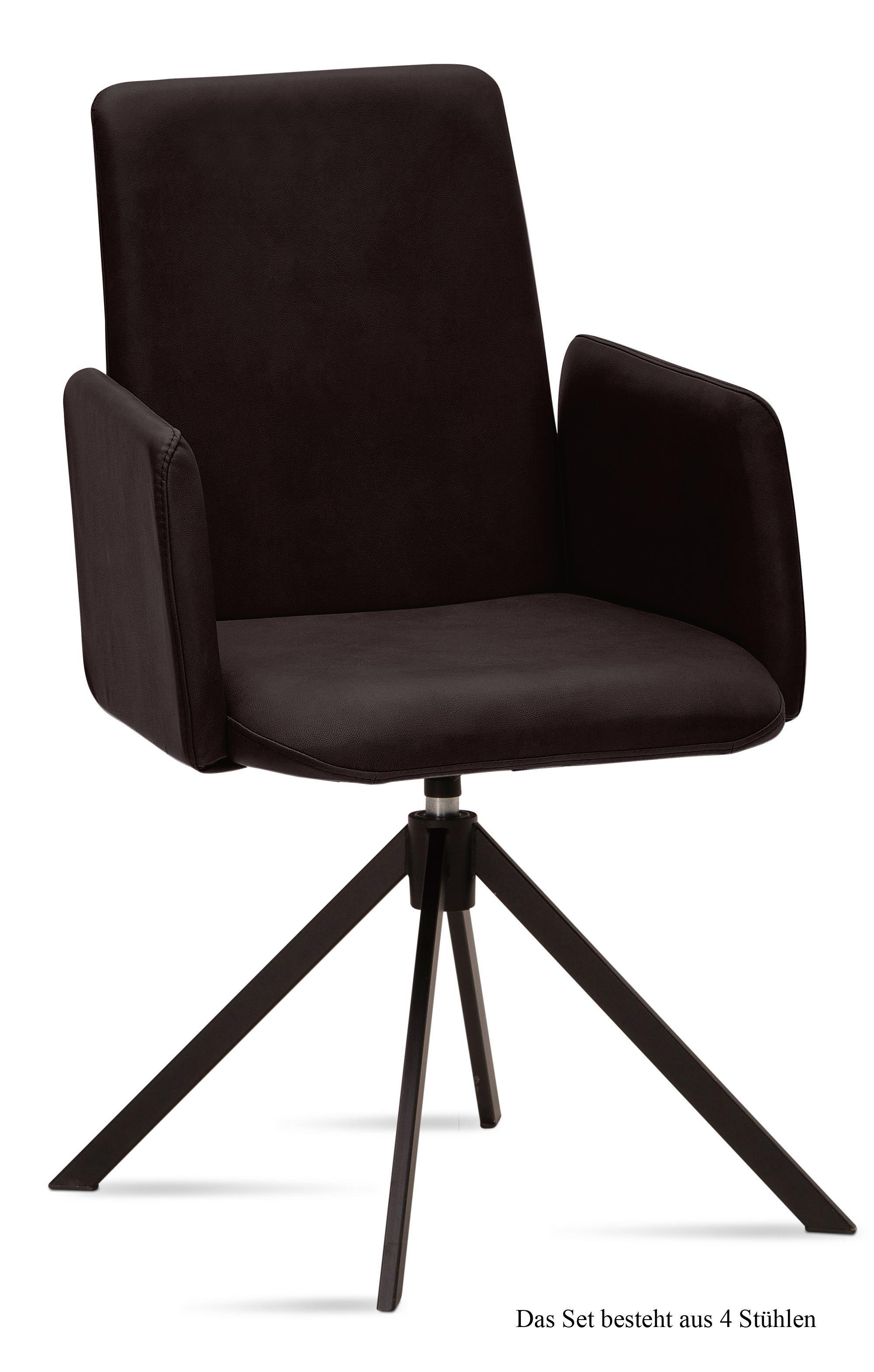 ARMLEHNSTUHL drehbar (4er-Set) Deasia 52x92x60 Schwarz/Espresso - Dunkelbraun/Schwarz, Kunststoff (60/92/52cm) - 58aufmkessel