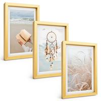 BILDER SET 3er Set - 20x30 cm Goldrahmen - Friedliche sommerliche Boho-Landschaften - Goldfarben, Kunststoff (20/30cm) - TULUP