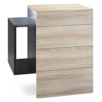 NACHTTISCH Queens Front in Eiche sägerau - Eiche San Remo, Holzwerkstoff (60/63/36cm) - Vladon