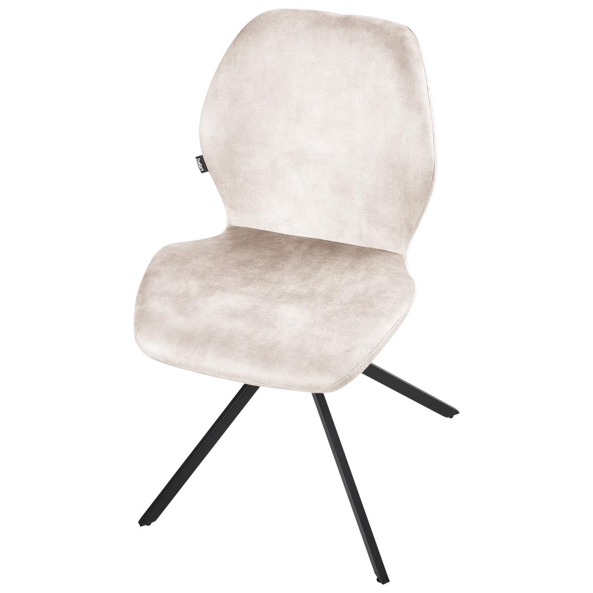 ESSZIMMERSTUHL 4er Set drehbar Samtstoff Hellbeige Morrison - Beige/Schwarz, Textil/Metall (50/86/56cm) - Beliani
