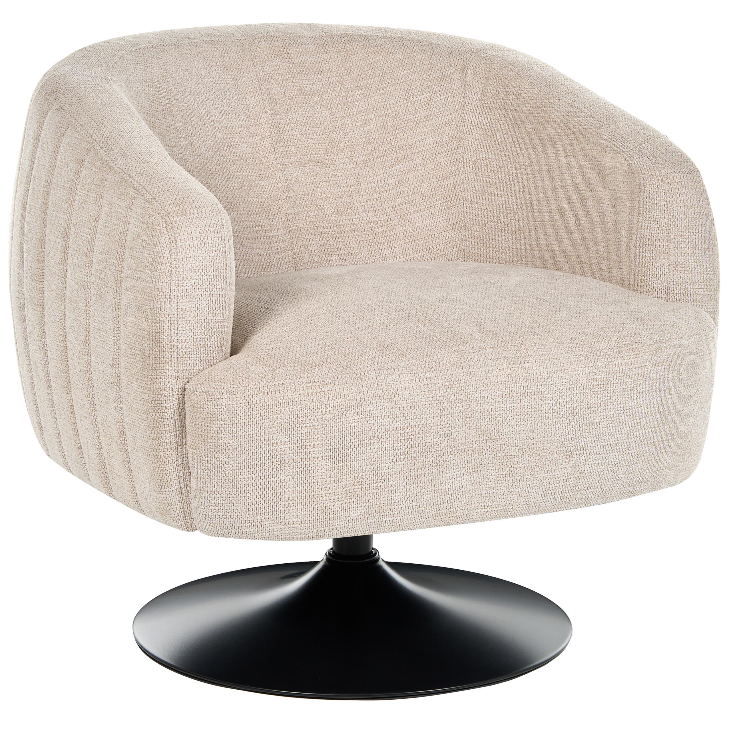 DREHSESSEL Stoff Hellbeige Norager - Beige/Schwarz, Textil/Metall (73/72/81cm) - Beliani