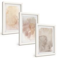 BILDER SET 3er Set - 20x30 cm Weißer Rahmen - Warme Aquarell-Pastelltexturen - Weiß, Kunststoff (20/30cm) - TULUP