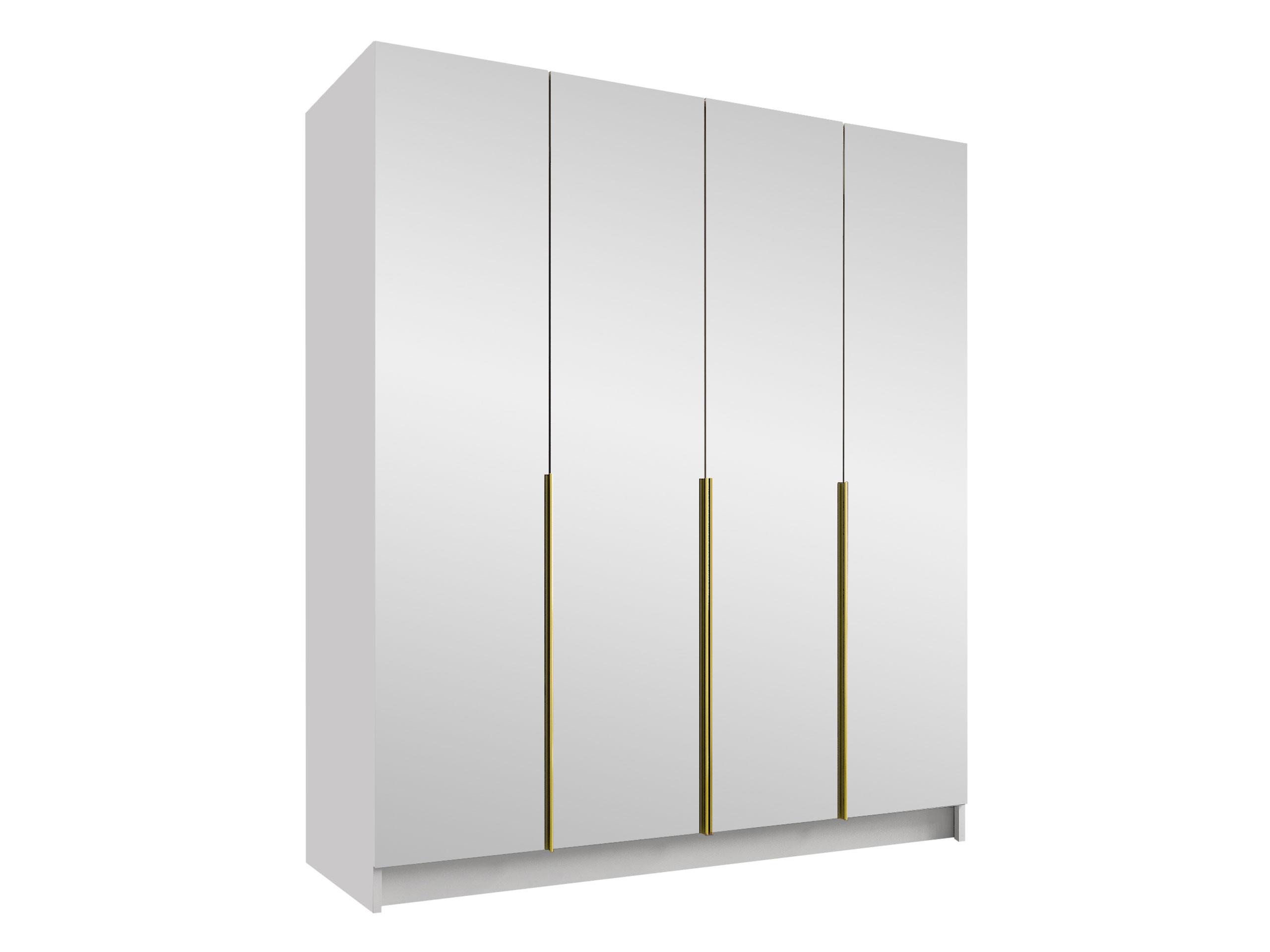 KLEIDERSCHRANK Santi III - Goldfarben/Weiß, Holzwerkstoff/Metall (200/215/58cm) - MIRJAN24