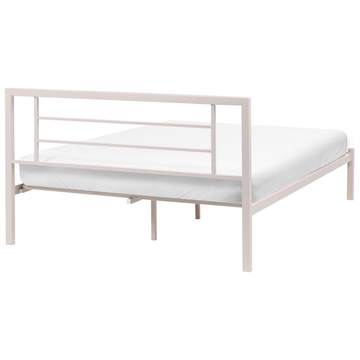 BETT mit Lattenrost 120/200 Stahl Hellbeige Cusset - Beige, Metall (120/200cm) - Beliani