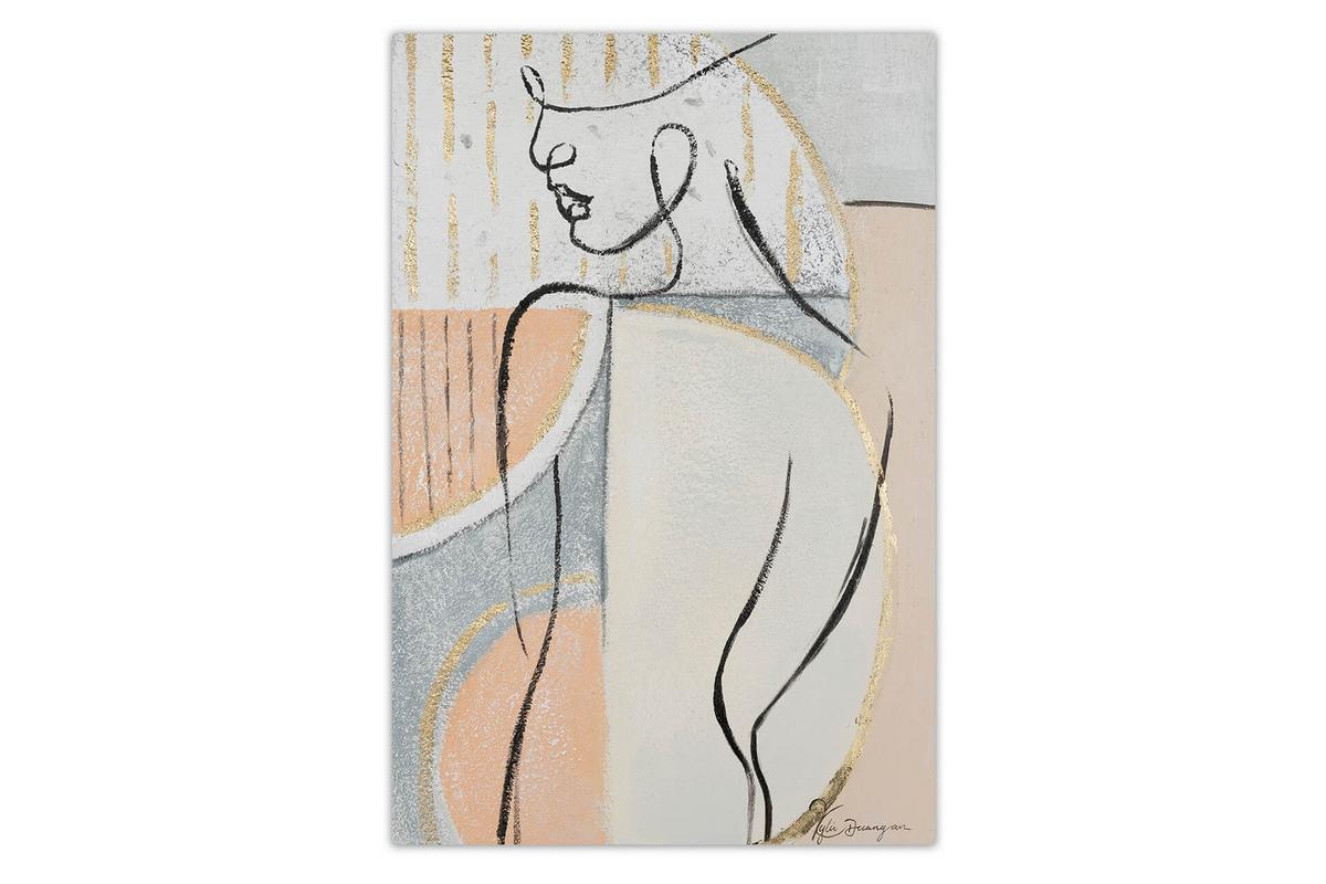 ACRYLBILD HANDGEMALT 50/75 cm - Beige/Schwarz, Holz/Textil (50/75cm) - KUNSTLOFT