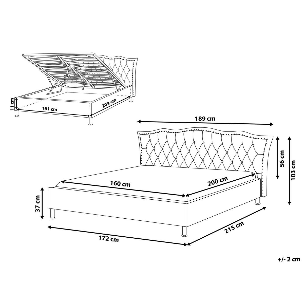 BETT 160/200cm Weiß Metz - Weiß, Textil (160/200cm) - Beliani