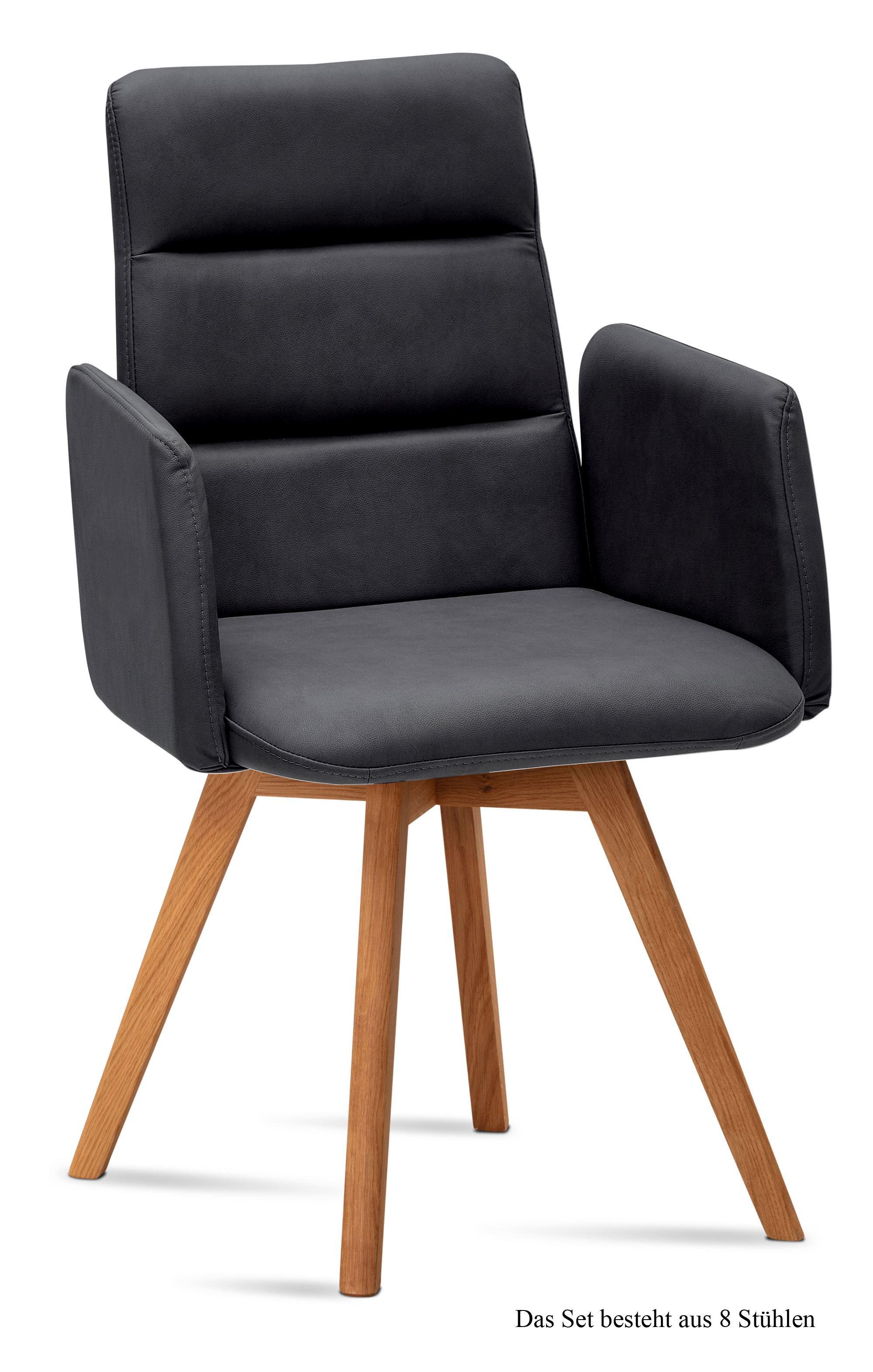 ARMLEHNSTUHL (8er-Set) Dobka 52x92x60 Eiche geölt/Anthrazit - Eichefarben/Anthrazit, Kunststoff (60/92/52cm) - 58aufmkessel