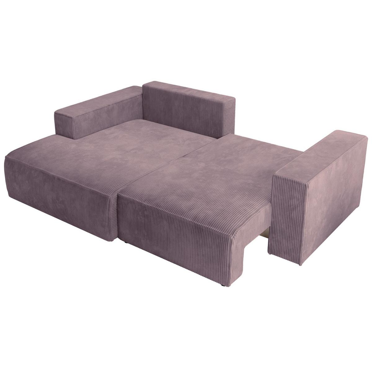 ECKSOFA Farese Mini mit Cordbezug Mauve, links - Flieder/Schwarz, Textil (240/167cm) - Selsey