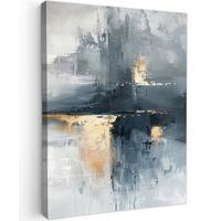 LEINWANDBILD Kunst - Grau - Gold - Abstrakt Room Decor 30x40 cm - Dunkelgrau, Textil (30/40cm) - MuchoWow