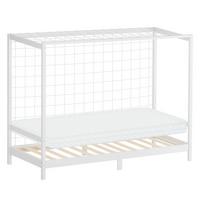 KINDERBETT Fußballtor mit Matratze 90x200 cm Weiß - Weiß, Holz (90/200cm) - ML-DESIGN