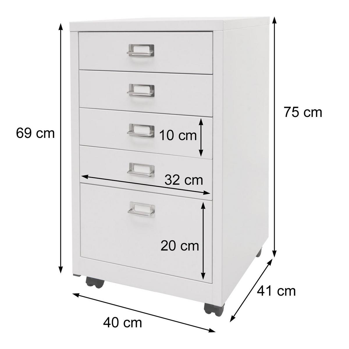 ROLLCONTAINER Weiß - Weiß, Metall (40/75/41cm) - MCW