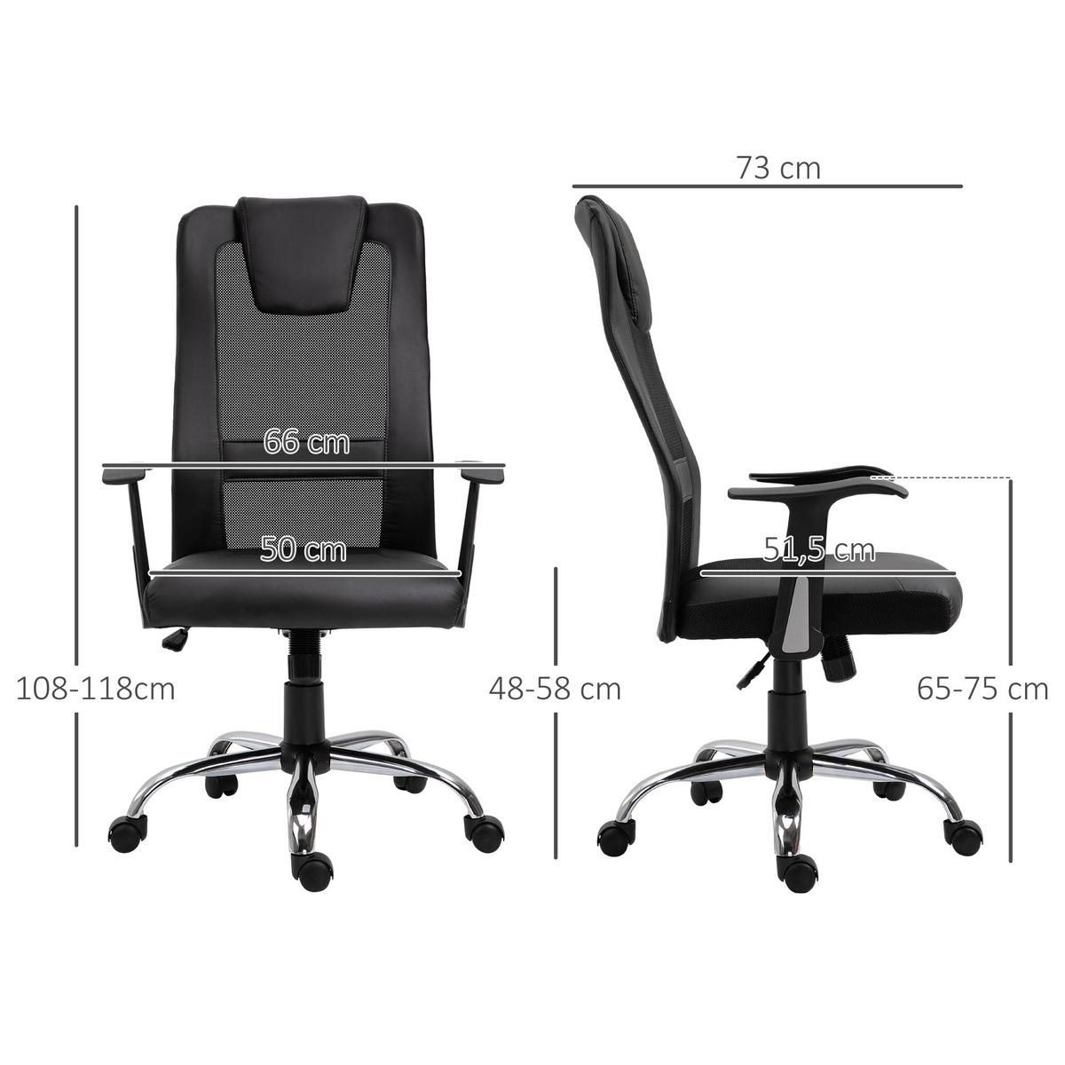 BÜROSTUHL, Drehstuhl, schwarz - Schwarz, Leder (73/118/66cm) - Vinsetto