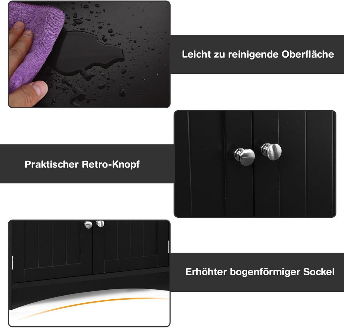 HOCHSCHRANK Schwarz - Schwarz, Holz (61/122/33cm) - COSTWAY