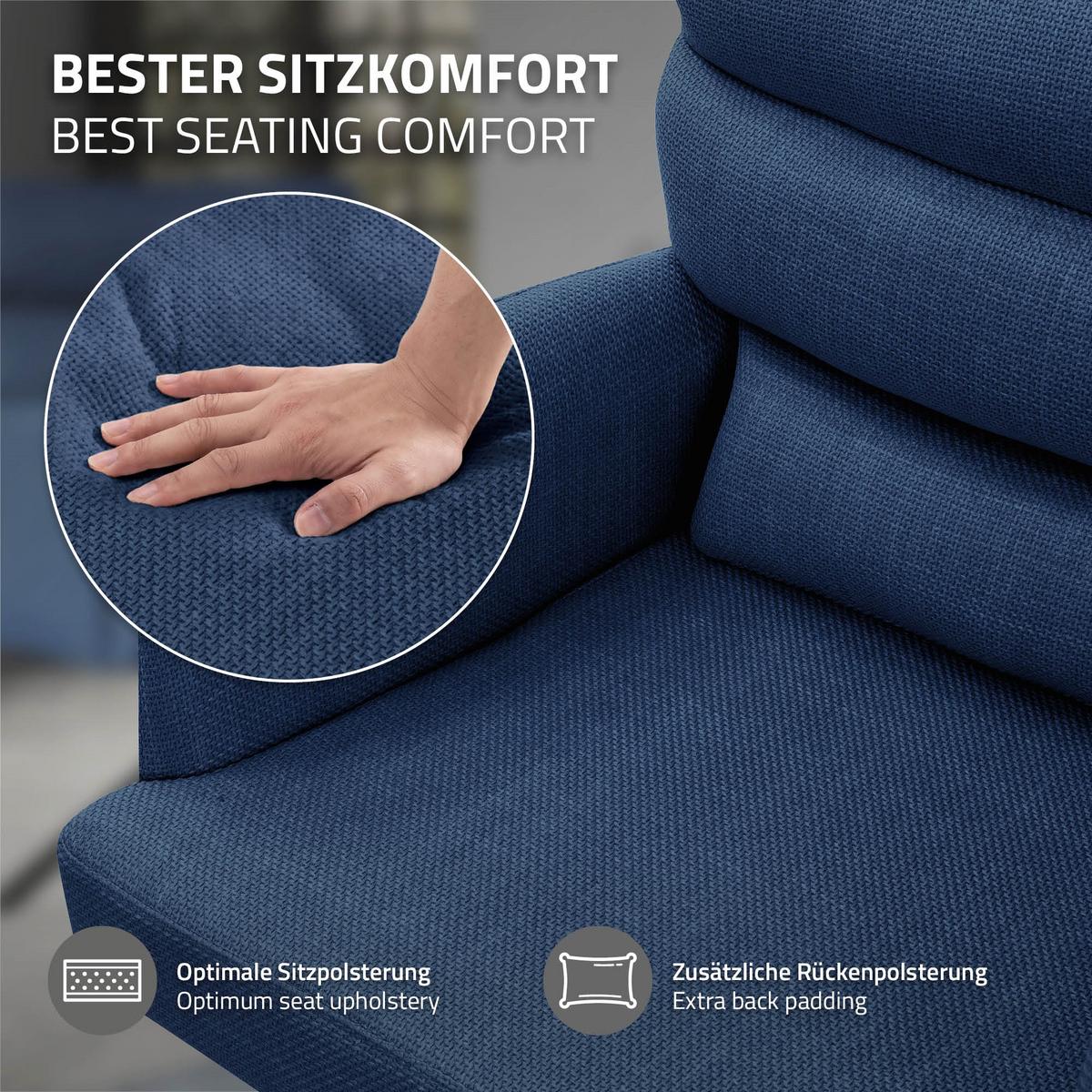 ESSZIMMERSTUHL 4er Set drehbar Dunkelblau Stoffbezug - Schwarz/Dunkelblau, Textil/Metall (64.5/93/64cm) - ML-DESIGN