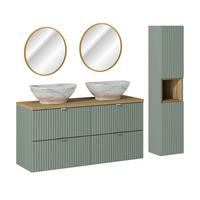 BADMÖBEL 120.4cm Jade 2er-Set Grün und Holz - Grün, Holzwerkstoff (120.4/59/40cm) - Petits-meubles