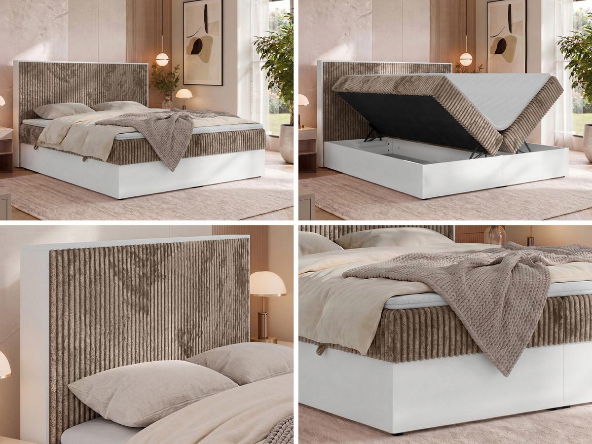 BOXBETT TRAVIT 160/200 - Braun Cord - Topper Visco - H3 - Schwarz/Braun, Kunststoff/Textil (160/200cm) - MKS