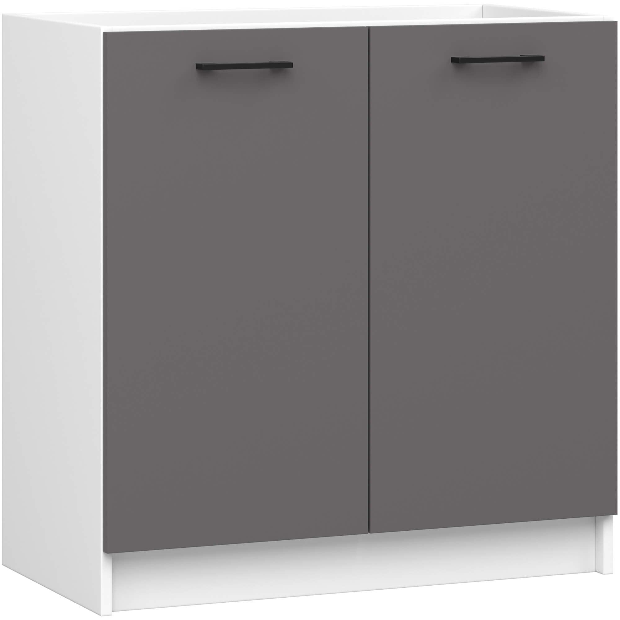 UNTERSCHRANK Weiß, Graphit Grau 82/80/46 - Weiß/Grau, Holzwerkstoff (80/82/46cm) - RAUMHIRSCH FURNITURE