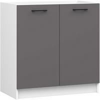 UNTERSCHRANK Weiß, Graphit Grau 82/80/46 - Weiß/Grau, Holzwerkstoff (80/82/46cm) - RAUMHIRSCH FURNITURE