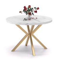 AUSZIEHTISCH MILTON 120-196/76 cm mit Metallgestell, Gold / Bianco Marmor - Perlmutt/Goldfarben, Holzwerkstoff/Metall (120/120/76cm) - Idohome