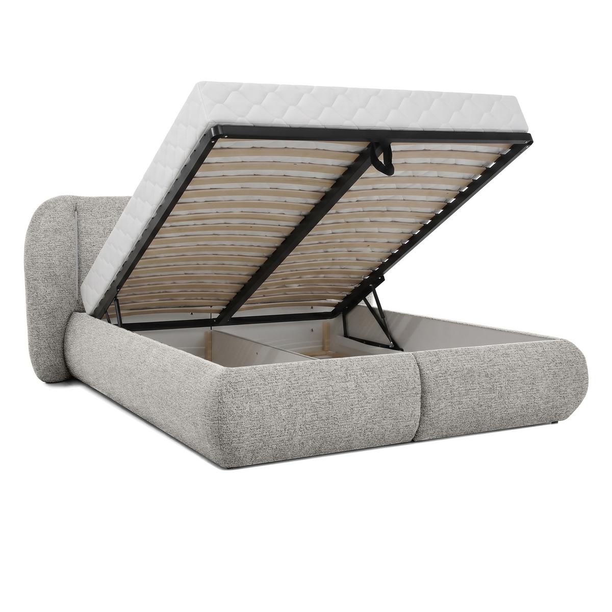POLSTERBETT Corfu, LED-Beleuchtung, Bettkasten und Taschenfedernmatratze 26 cm, 140x200, Hellgrau - Hellgrau, Textil (140/200cm) - Beautysofa