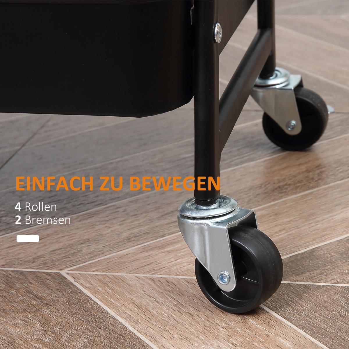 KÜCHENWAGEN 3-Etagen mit Rollen - Schwarz, Holzwerkstoff (31/79.4/45cm) - HOMCOM