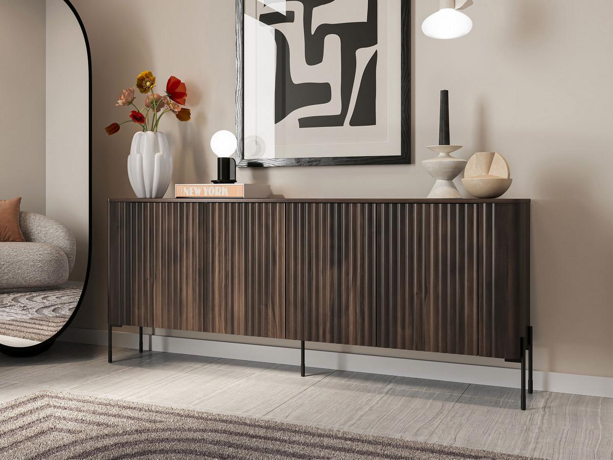 KOMMODE Vera 190 - Eichefarben/Schwarz, Holzwerkstoff/Metall (190/80/40cm) - MIRJAN24