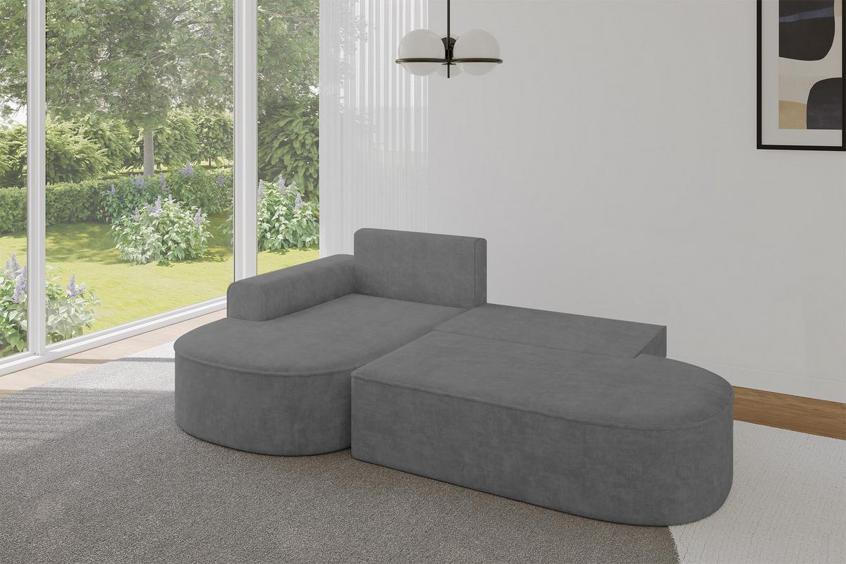 ECKSOFA mit Schlaffunktion und Bettkasten Ottomane Links MARI-L1-S - 283x167x73 cm Grau Velours - Anthrazit/Schwarz, Holzwerkstoff/Kunststoff (283/167cm) - ALTDECOR