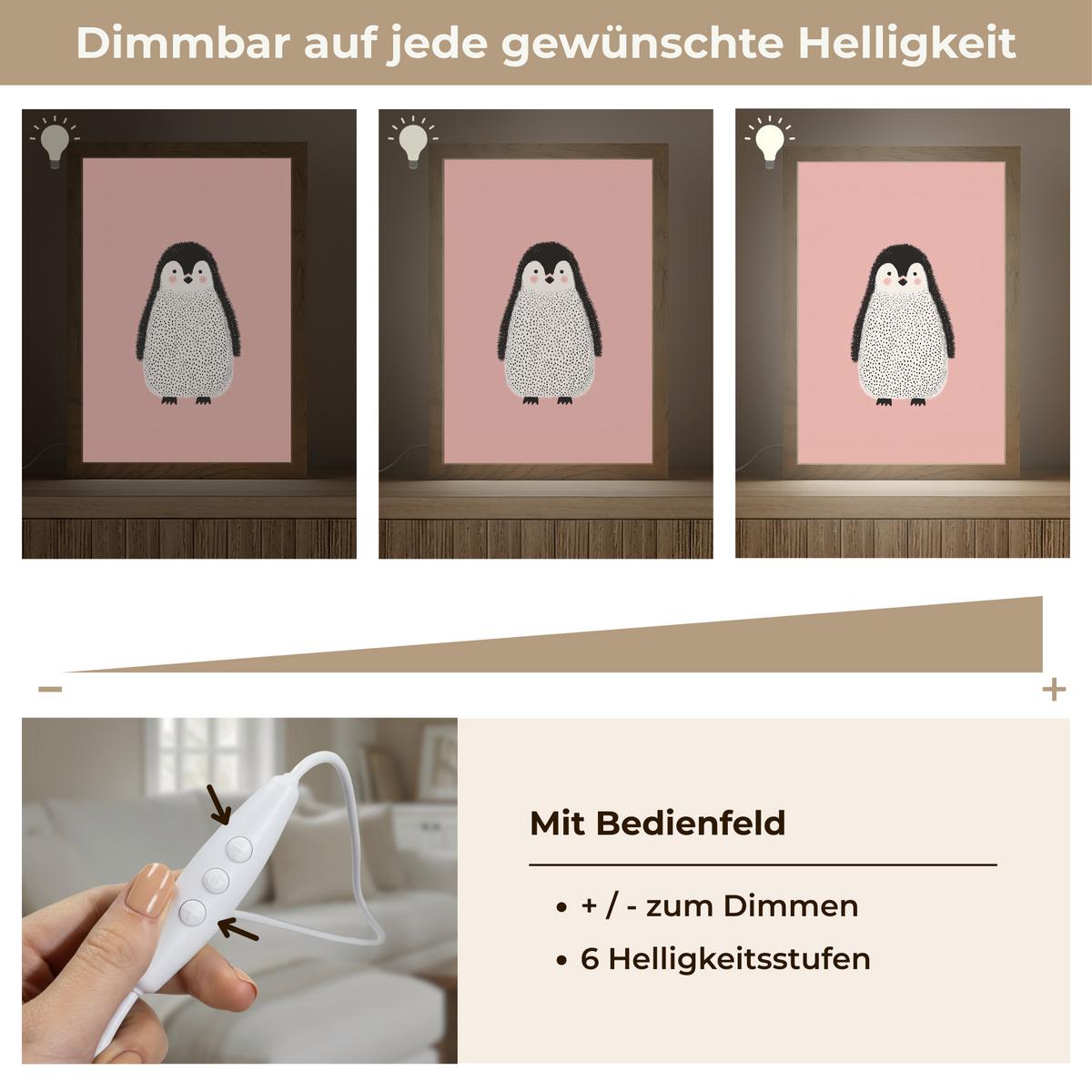 WANDLEUCHTE Pinguin - Punkte - Minimalistisch - Rosa 20x30 cm - Rosa, Holzwerkstoff (20/30/8cm) - OnlyWow