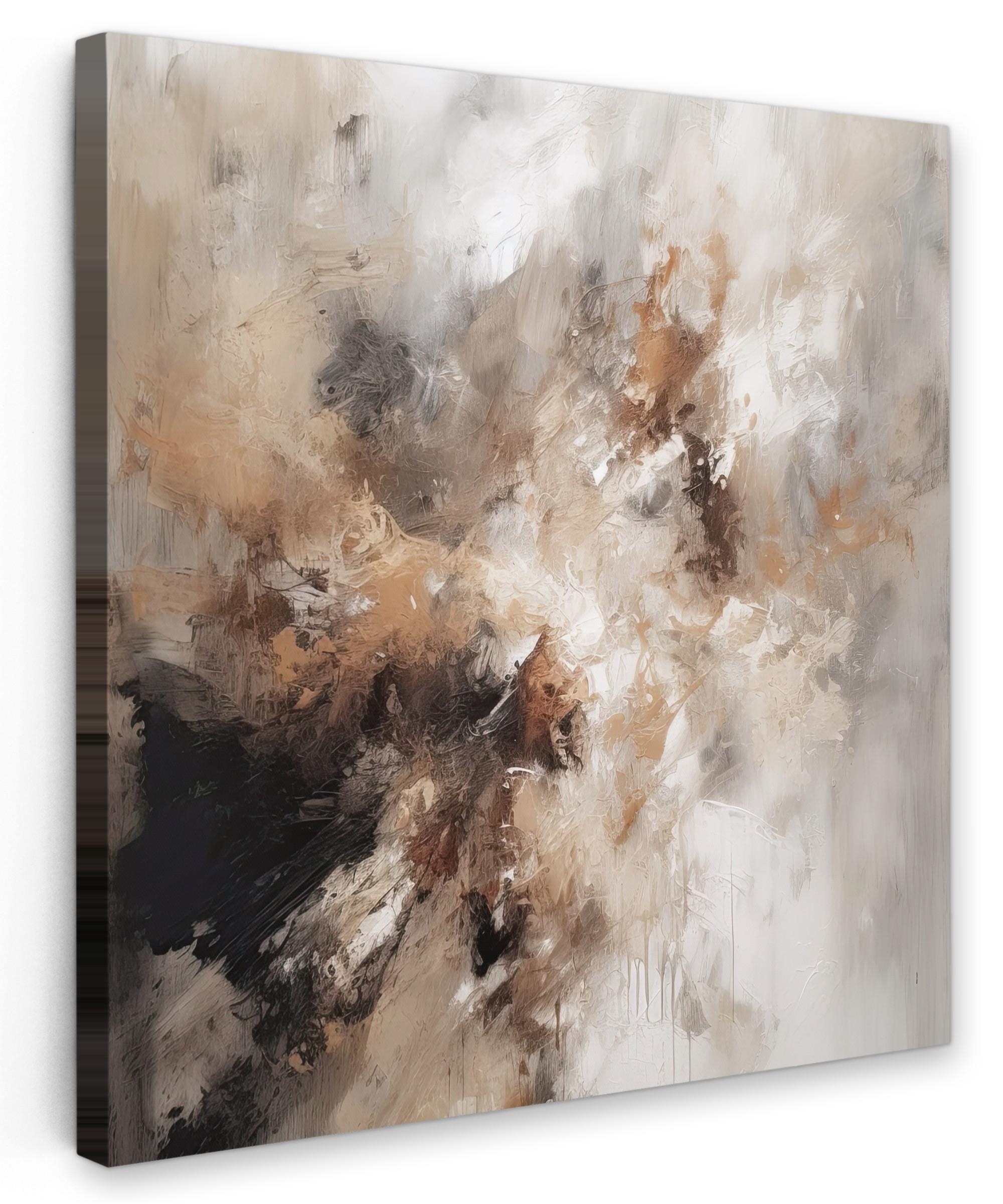 LEINWANDBILD Farbe - Abstrakt - Beige - Kunst Deko Wohnzimmer 20x20 cm - Greige, Textil (20/20cm) - MuchoWow