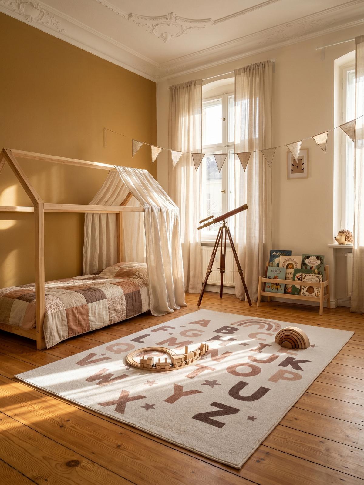 SPIELTEPPICH Waschbar TINO in Creme, mit Alphabet-Motiv, 120 x 170 cm - Beige, Textil (170/120cm) - KADIMA DESIGN