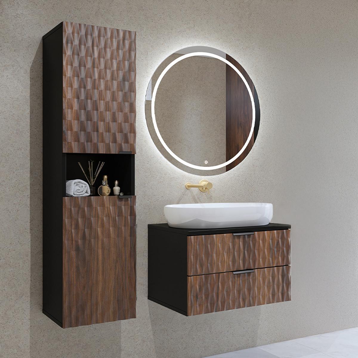 WASCHTISCHUNTERSCHRANK 63cm Nevia 2er-Set Holz und Schwarz - Schwarz, Holzwerkstoff (63/40/48cm) - Petits-meubles