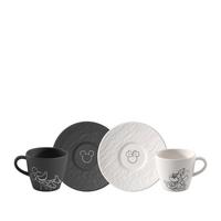 ESPRESSOTASSEN MIT UNTERTASSEN Manufacture Rock – Mickey Mouse schwarz-weiß 60 ml 2er Set - Schwarz/Weiß, Keramik (0.06L) - Villeroy & Boch