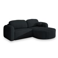 ECKSOFA AMILIA P R-S Schwarz Kordstoff mit Schlaffunktion - Schwarz, Holz (263/174cm) - MASSENO